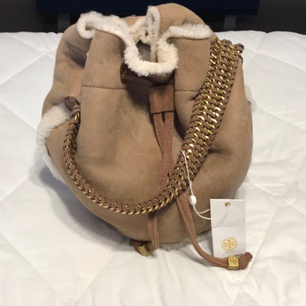 Tory Burch Shearling Fur Drawstring Bag NWT - Picture 2 of 6